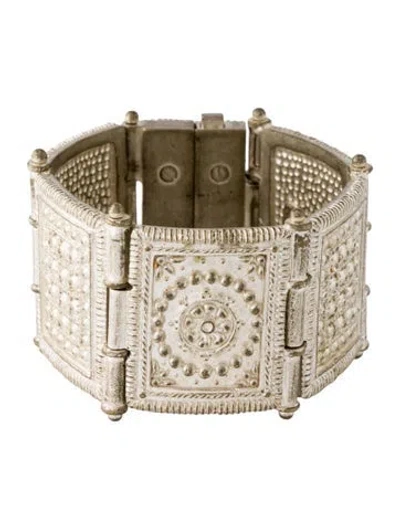 Pre-owned Etro Textured Hinged Link Bracelet, 6.5" In Multicolor