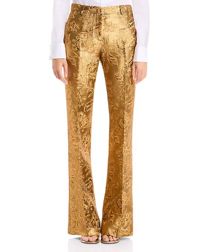 Etro Textured Seamed Flare Leg Pants In Gold