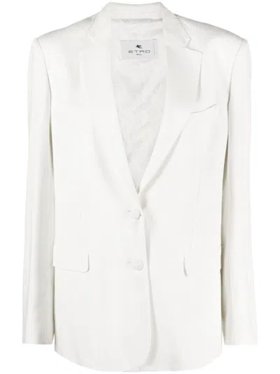 Etro Textured Single-breasted Blazer In White