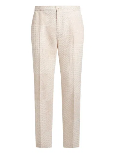 Etro Wool-blend Patchwork Trousers In Brown