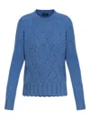Etro Textured Wave Pattern Knitwear Top With Scalloped Hem In Blue