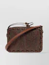 Etro Threading Leather Trim Paisley Shoulder Bag