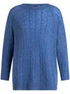 Etro , Cashmere Sweater With Three-quarter Sleeves, Woman, Navy Blue, Size 50 In Blue