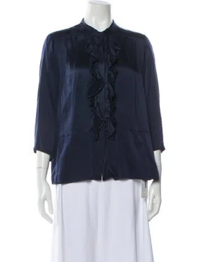 Pre-owned Etro Three-quarter Sleeve Blouse In Blue