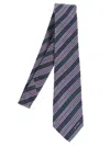 Etro Striped Jacquard Tie In Blu Multicolore