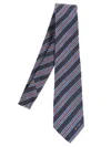 Etro Striped Jacquard Tie In Blue