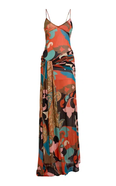Etro Tie-detailed Georgette Maxi Dress In Multi