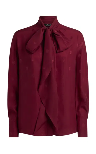 Etro Tie-detailed Silk Top In Red