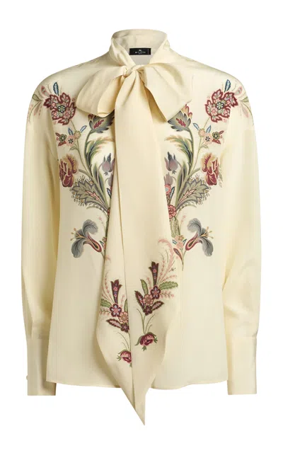 Etro Tie-detailed Silk Top In White