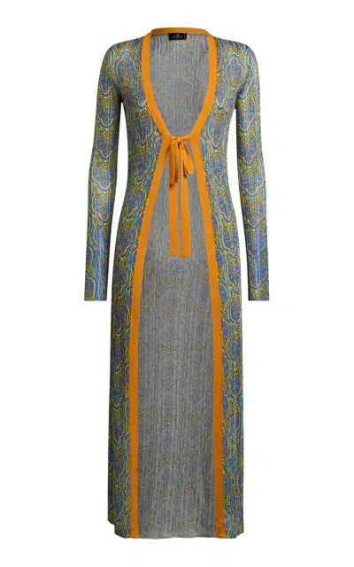 Etro Tie-front Knit Duster Cardigan In Multi