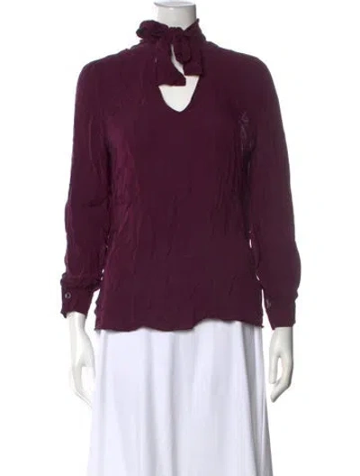Pre-owned Etro Tie Neck Long Sleeve Blouse In Burgundy/purple