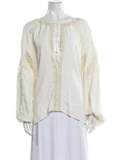 Pre-owned Etro Tie Neck Long Sleeve Blouse W/ Tags In Neutral