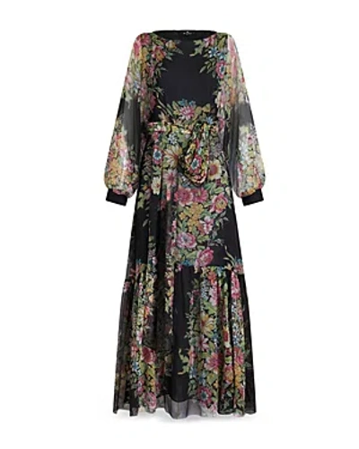 Etro Women's Silk Floral Long-sleeve Maxi Dress In Print Floral Black