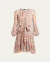 Etro Tie-waist Printed High-low Silk Midi Dress In Print On Purple Base