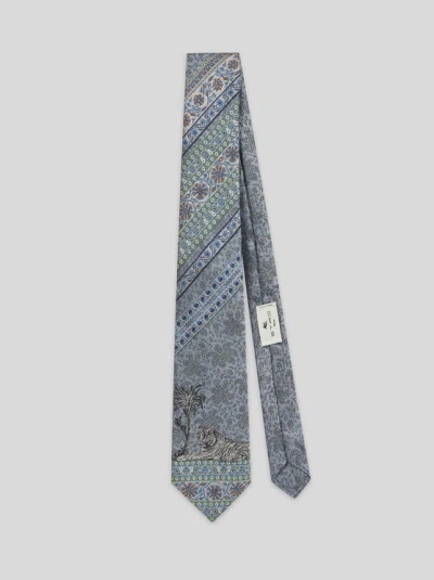 Etro Tie With Placed Designs In Light Blue