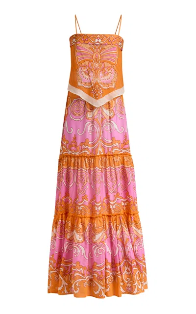 Etro Tie-back Cotton-silk Maxi Dress In Orange