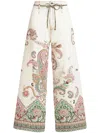 Etro Paisley Print Wide-leg Pants In White