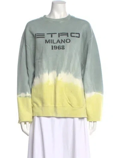 Pre-owned Etro Tie-dye Print Crew Neck Sweatshirt In Green