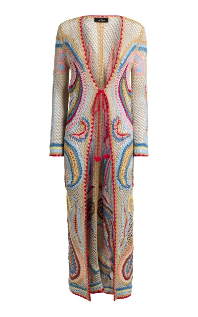 Etro Tie-front Knit Cotton Cardigan In Black