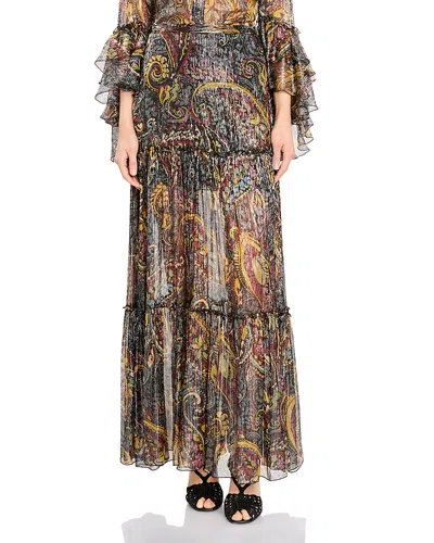 Etro Tiered Metallic Maxi Skirt In Multi