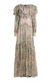 Etro Tiered Open Back Silk Maxi Dress