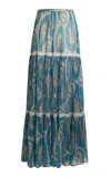 Etro Tiered Silk Maxi Skirt In Animal Print