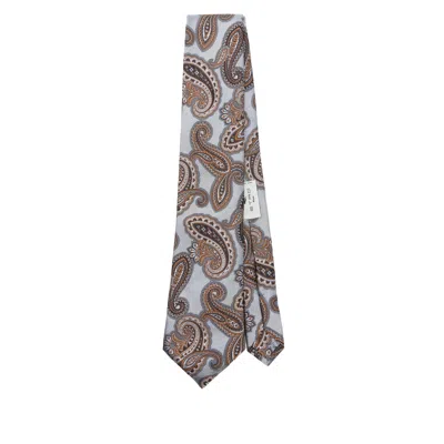 Etro Paisley Jacquard Silk Tie In Gray