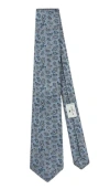 Etro Jacquard Silk Tie With Micro Paisley Pattern In Blue