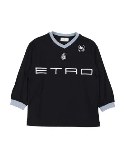Etro Babies'  Toddler Boy T-shirt Midnight Blue Size 6 Cotton, Elastane, Viscose In Black