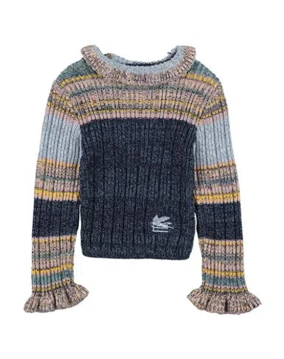Etro Babies'  Toddler Girl Turtleneck Navy Size 6 Cotton, Wool, Viscose In Multi