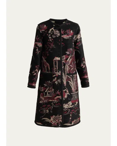 Etro Toile Brocade Single-breasted Long Coat In Multicolor