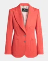 Etro , Single-breasted Jacquard Jacket With Medallion Motif, Woman, Red, Size 50 In Red 3