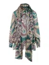 Etro High Neck Sheer Floral Scarf Top In Multi