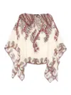 Etro , Silk Poncho Top With Placed Print, Woman, Multicolour In Multi