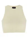 Etro Ivory Knitted Crop Top With Openwork Pattern In Neutral