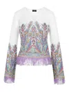 Etro Fringed Knitted Top In Purple