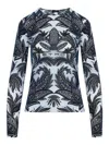 Etro Flocked Tulle Top In Black