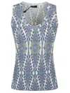 Etro Sleeveless V-neck Ribbed Pattern Top In Multi