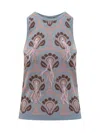 Etro Crystal Feather Embellished Foulard Knit Tank Top