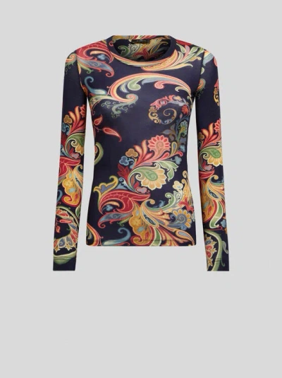 Etro Top Aus Woll-jersey Mit Print In Multicolour