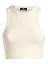 Etro Ivory Knitted Crop Top With Openwork Pattern In Beige