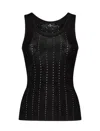 Etro Silk Blend Tank Top With Vertical Punched Pattern In Black