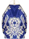 Etro Cropped Printed Silk-twill Halterneck Top In Blue