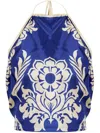 Etro Cropped Printed Silk-twill Halterneck Top In Blue