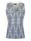 Etro Sleeveless V-neck Ribbed Pattern Top In Blue
