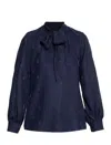 Etro Bow Long-sleeved Blouse In Blue