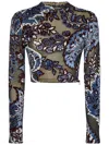 Etro Printed Crop Top In Blue