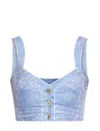 Etro Paisley Print Button Detail Cropped Top In Blue