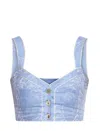 Etro Paisley Print Button Detail Cropped Top In Blue