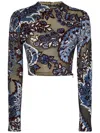 Etro Printed Crop Top In Clear Blue